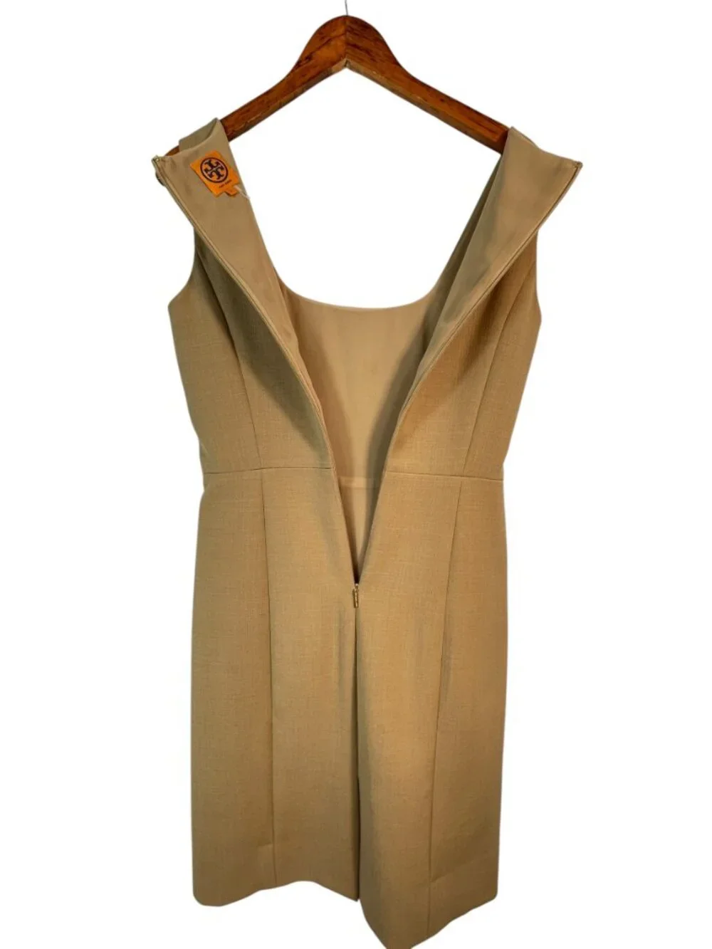 Tory Burch Azalea Camel Wool Blend Square Neck Sheath Dress Size 4